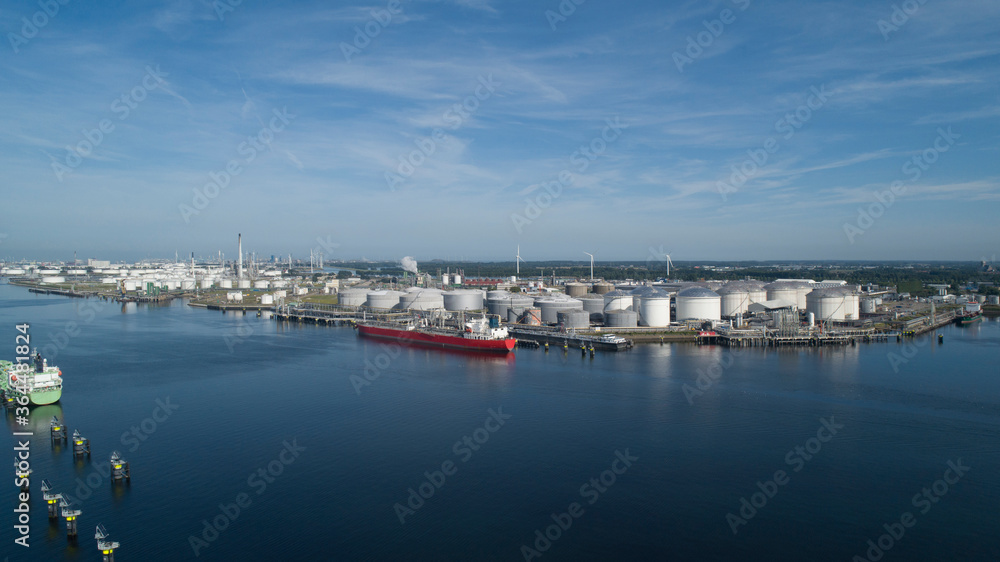Oil refinery plant from industry zone, Aerial view oil and gas industrial