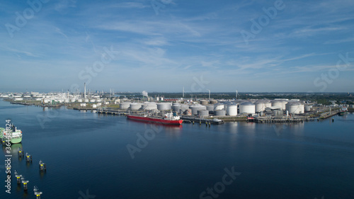 Oil refinery plant from industry zone, Aerial view oil and gas industrial