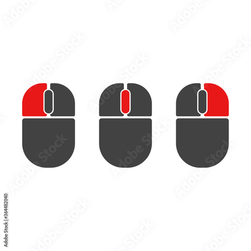 Mouse buttons click isolated vector icons set. Computer mouse buttons indication left click, scroll, right click