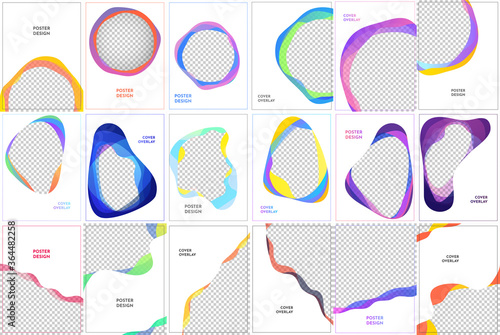 Abstract templates for A4 pages. Wavy modern style with gradient colors. Vector illustration. Cool bright wallpapers. Element for design business or gift cards, invitations,  flyers and brochures