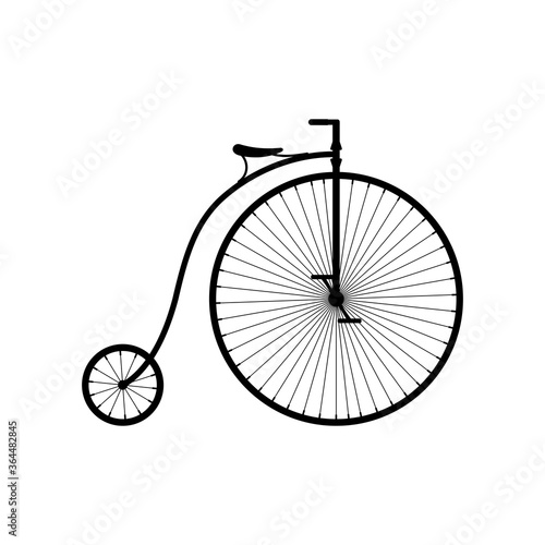 Old bicycle icon isolated on white background, Retro Penny farthing bike. High wheel vintage bicycle, Vector illustartion