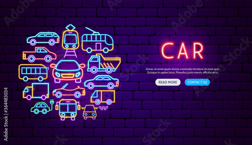 Car Transport Neon Banner Design