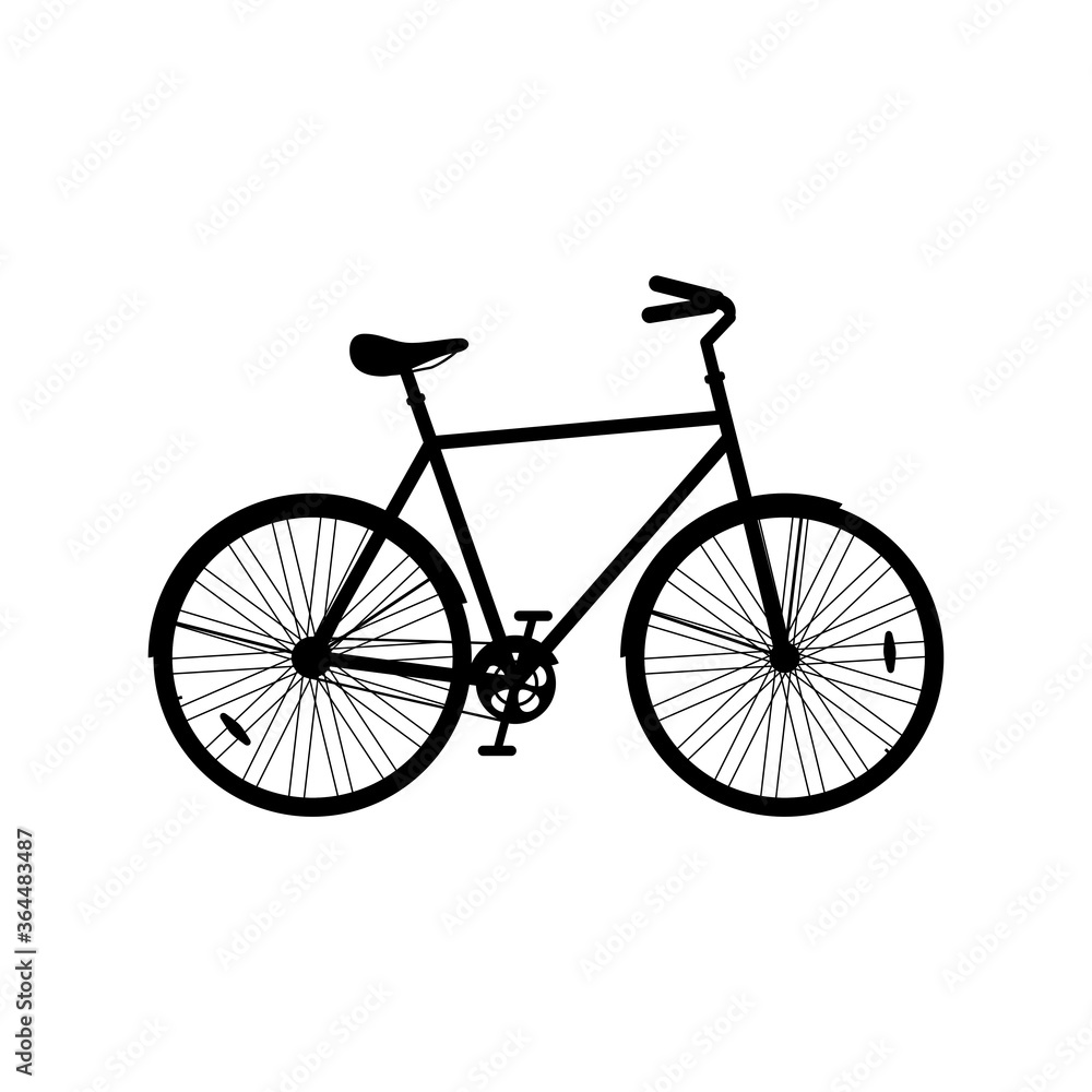 City bicycle icon isolated on white background, silhouette ecological sport transport bike. Vector illustration