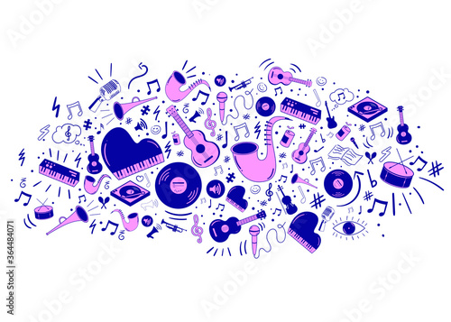 sfondo, icone, simboli, strumenti musicali, musica, concerto, 