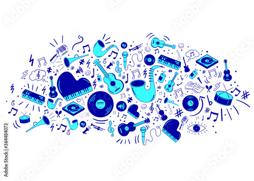 sfondo, icone, simboli, strumenti musicali, musica, concerto, 