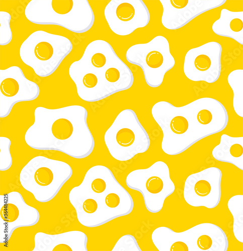 Fried eggs. Omelette. English breakfast. Modern yellow seamless pattern for creating print design, business cards, posters, flyers, web, banners, corporate identity.