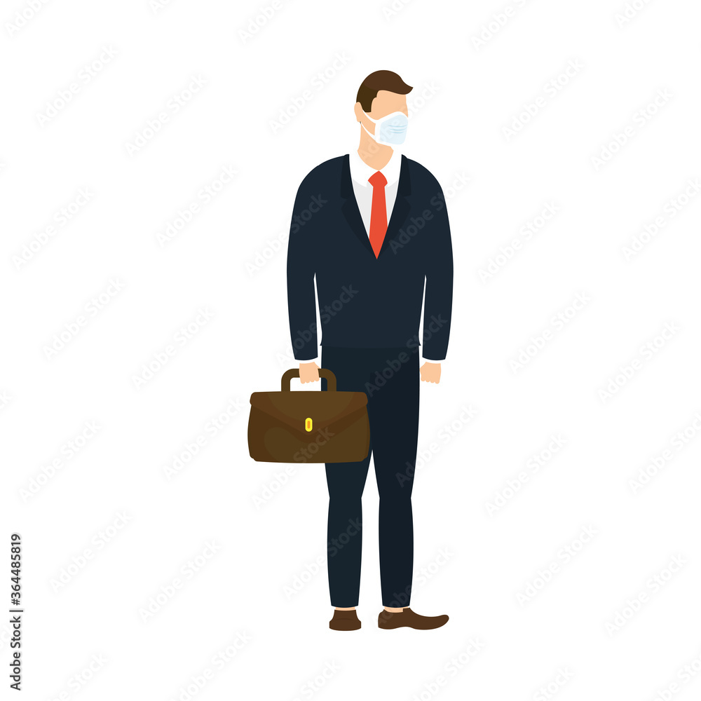 businessman using medical mask character businessman using medical mask character