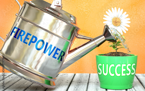 фотографія Firepower helps achieving success - pictured as word Firepower on a watering can