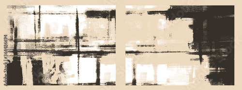 Cross hatching strokes on canvas. Oil, acrylic paint texture set. Abstract grungy backgrounds, light hand drawn monochrome pattern