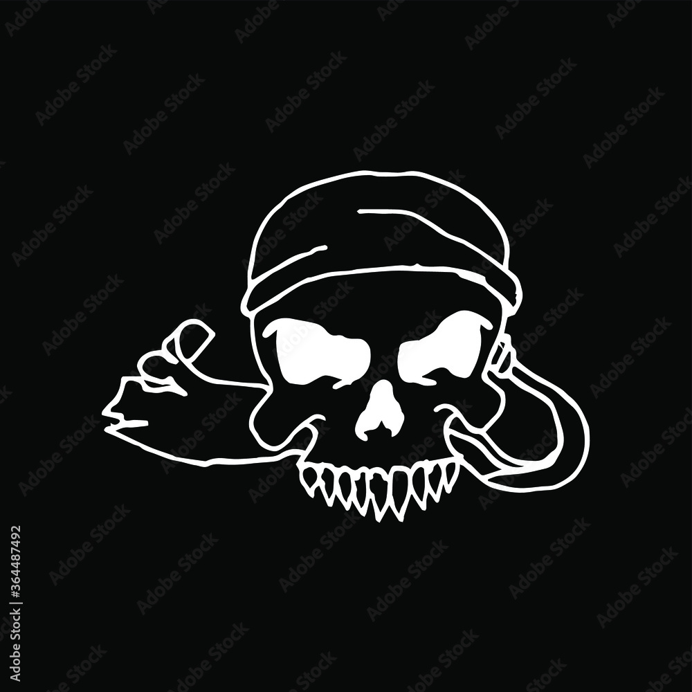 Pirates skull. Hand drawn illustration. Isolated on black background. Pirates skull. Hand drawn illustration. Isolated on black background.