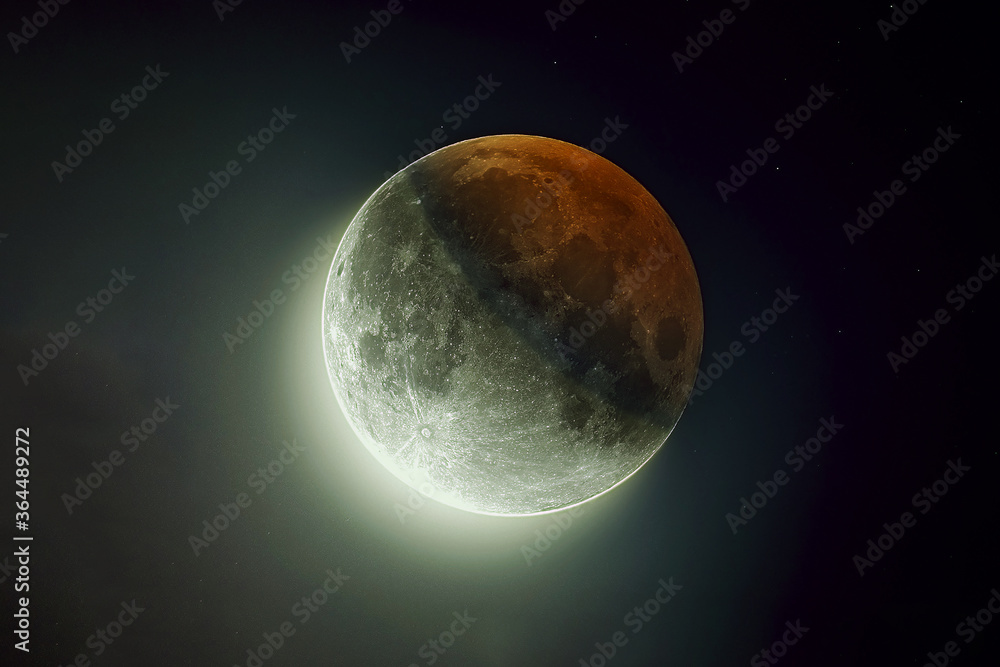 Beautiful moon, with reflection of the sun. Elements of this image were furnished by NASA.