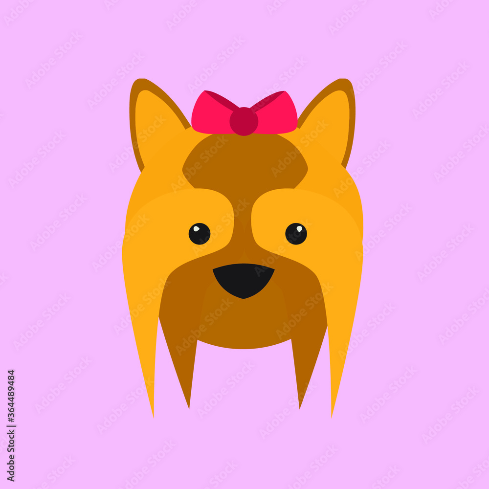 Yorkie icon vector. Simple flat design of yorkshire terrier. Puppy with a bow symbol Yorkie icon vector. Simple flat design of yorkshire terrier. Puppy with a bow symbol