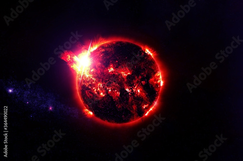 Red exoplanet in deep space. Elements of this image were furnished by NASA.