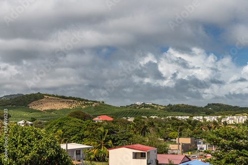 Colored roofs in Vauclin, Martinique, France