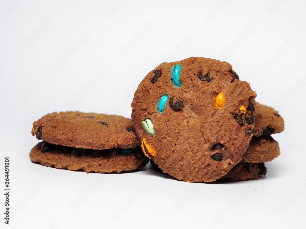 Choco chip cookies isolated on white background. Choco chip chocolate biscuit Choco chip cookies isolated on white background. Choco chip chocolate biscuit