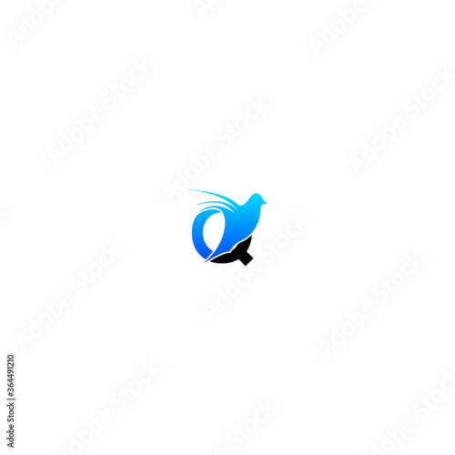 Q Letter bird Logo Design Icon. Bird Letter Logo with Creative and modern concept premium initial 