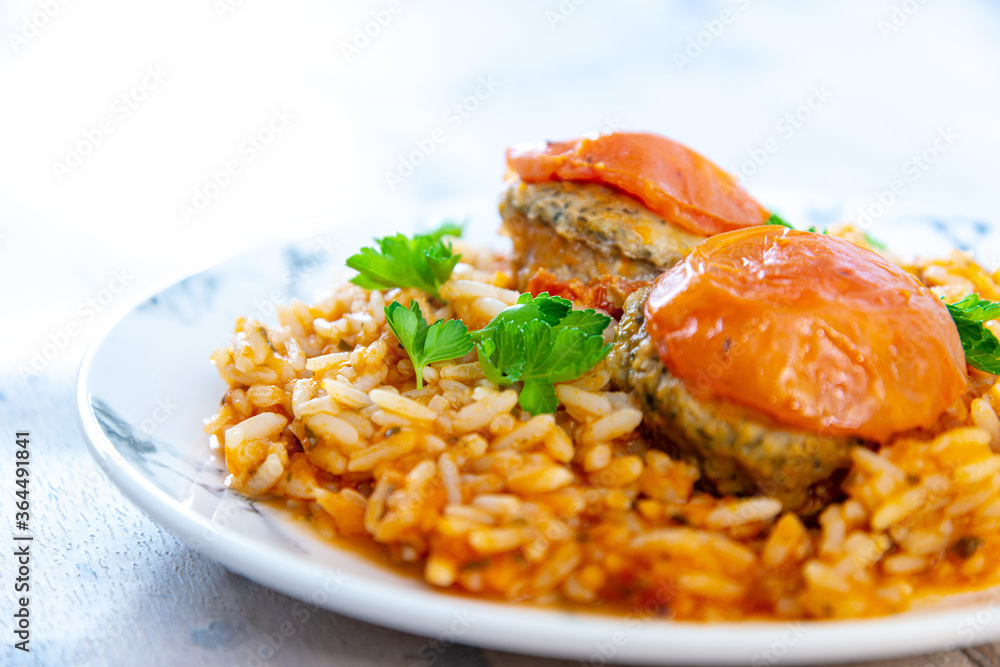Stuffed tomatoes and rice with tomato Stuffed tomatoes and rice with tomato