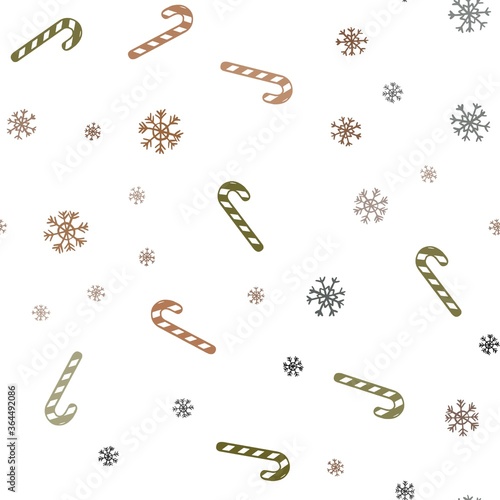 Dark Green, Yellow vector seamless pattern with delicious xmas candies.