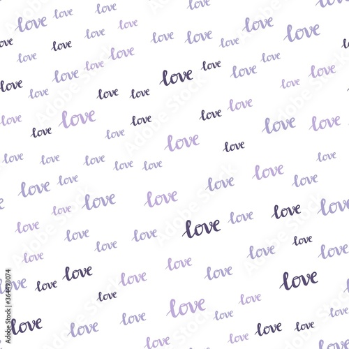 Light Purple vector seamless backdrop with phrase LOVE YOU. Illustration with colorful phrase LOVE YOU in romantic style. Template for business cards, websites.