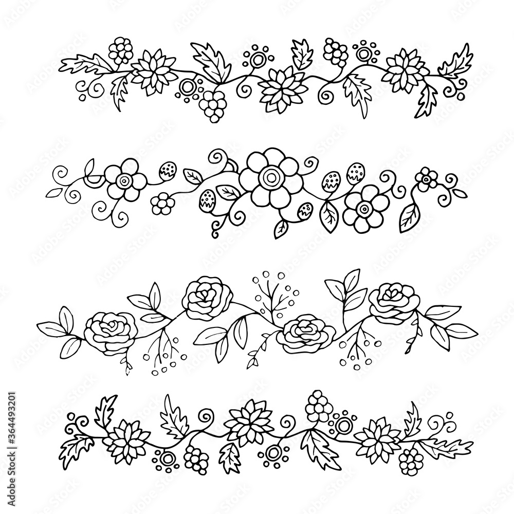 set of floral patterns for design