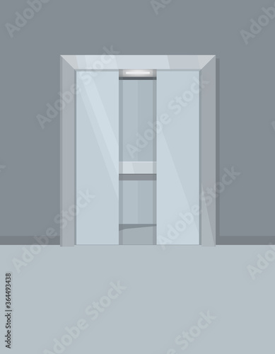 Elevator with opening doors. Lift in cartoon style.