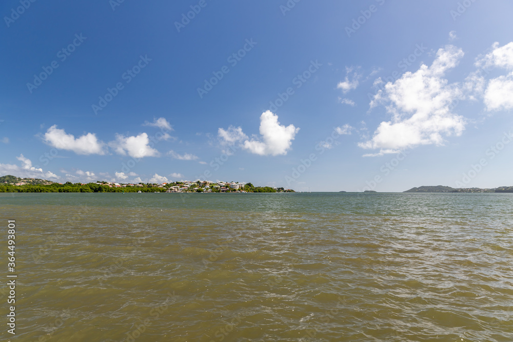 Muddy waters of bay in Robert, Martinique, France