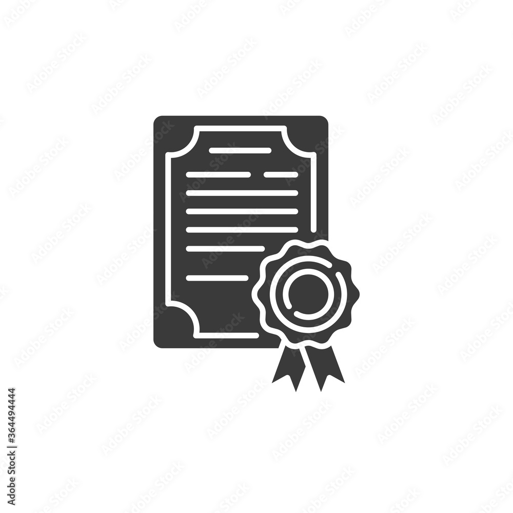 Certificate black glyph icon. Qualification upgrade. Graduation diploma from school and college. Sign for web page, mobile app, button, logo. Vector isolated element Certificate black glyph icon. Qualification upgrade. Graduation diploma from school and college. Sign for web page, mobile app, button, logo. Vector isolated element