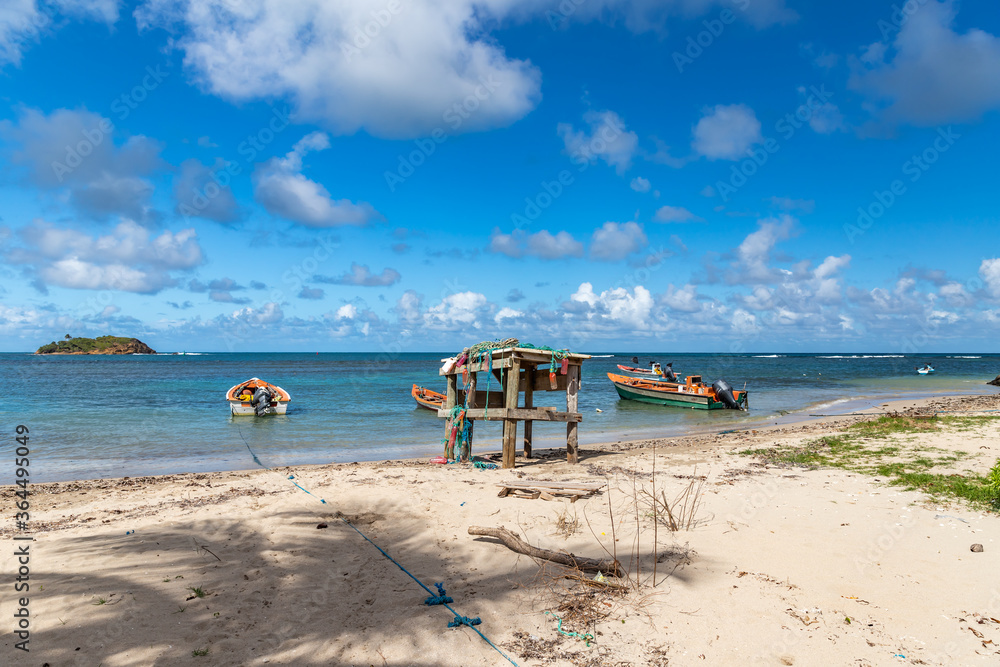Fishing boats in water in Trinite, Martinique, France Fishing boats in water in Trinite, Martinique, France