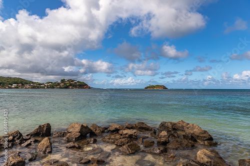 White sand beach and turquoise water in Trinite, Martinique, France