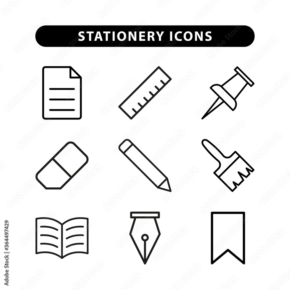 Stationery icon set vector design templates Stationery icon set vector design templates