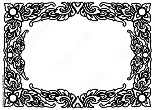 horizontal Design of Thailand flower square frame border for stencil invitation greeting printing and advertise with vintage concept