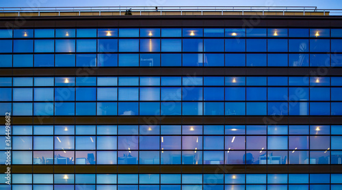 Evening hours office building exterior view