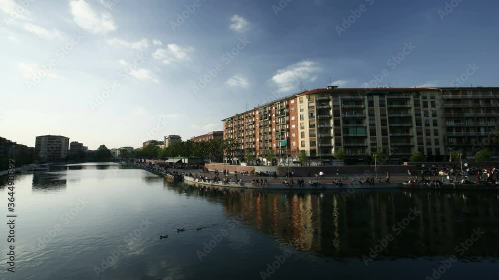 Time lapse in the late afternoon of Navigli's darsena, nightlife area of Milan, Italy. Time lapse in the late afternoon of Navigli's darsena, nightlife area of Milan, Italy.