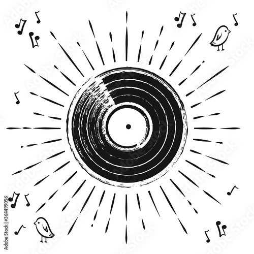 Vintage vinyl record. vector musical plate isolated on white background.