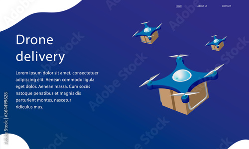 Drone delivery srevis isometric, landing page