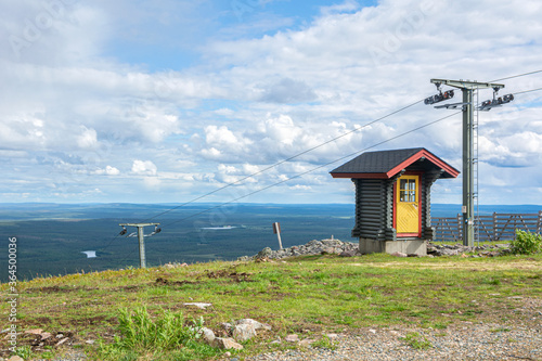 View of the ski lift on the top of Levitunturi, Kittila, Lapland, Finland photo