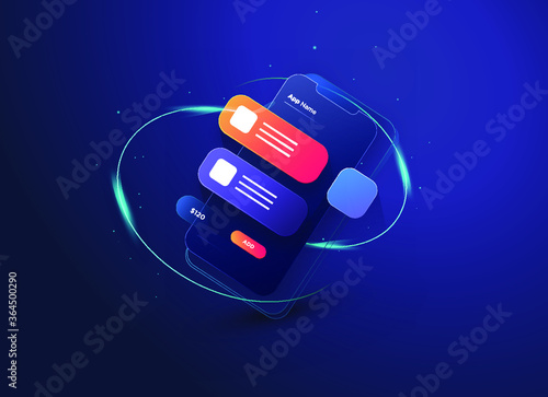 Flat illustration 3d Online shop and online shopping, with clean elegant 3D design. Vector