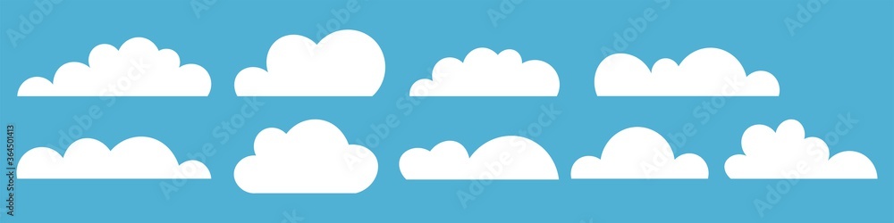 Cloud vector icon set on blue background. Creative modern concept. Vector illustration Cloud vector icon set on blue background. Creative modern concept. Vector illustration