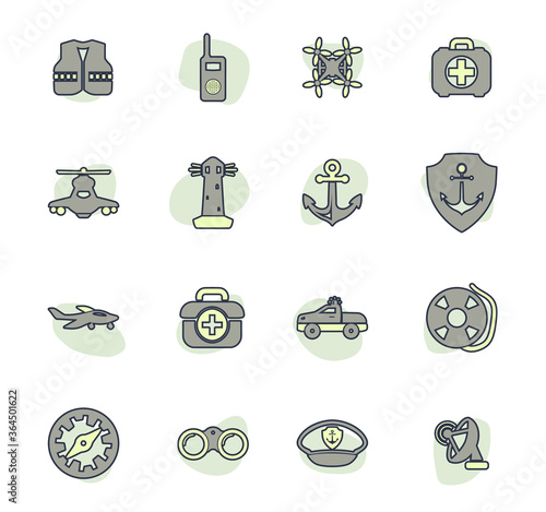 Coast Guard icons set