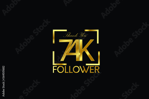 74K, 74.000 Follower Thank you Luxury Black Gold Cubicle style for internet, website, social media - Vector