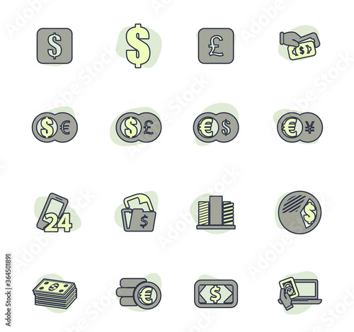 Currency exchange icons set