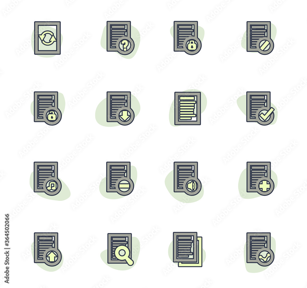 Documents icons set Documents icons set