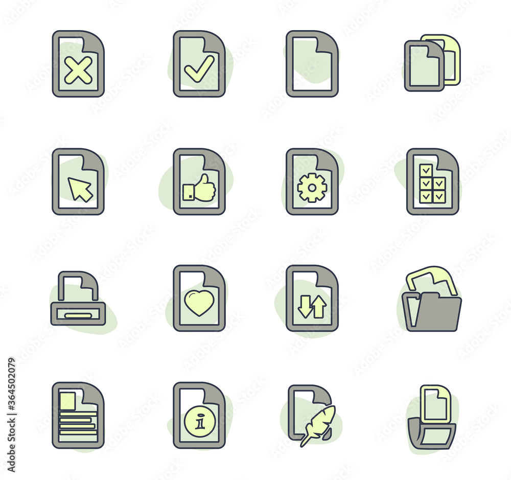 Documents icons set Documents icons set