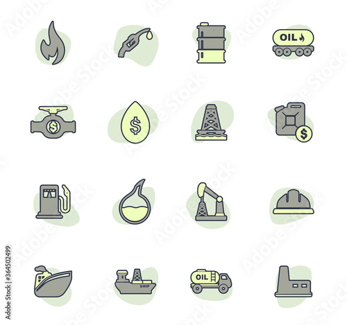 Extraction of oil icons set