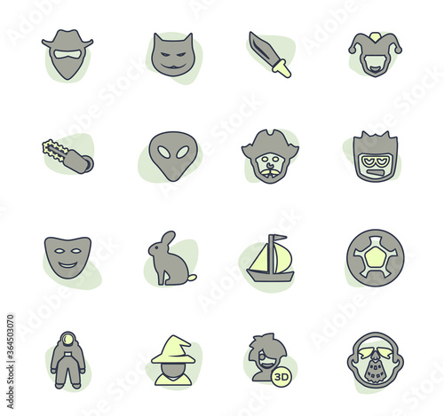 Genres of cinema icons set