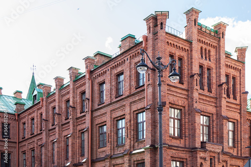 Red brick house in the center of St. Petersburg