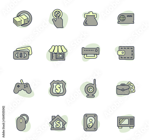 Pawn shop icons set