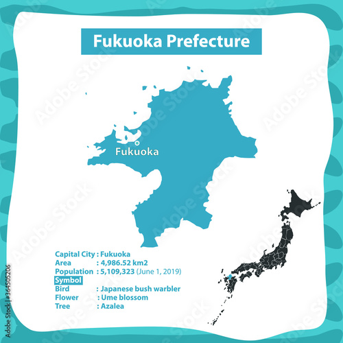 Fukuoka Prefecture Map of Japan Country