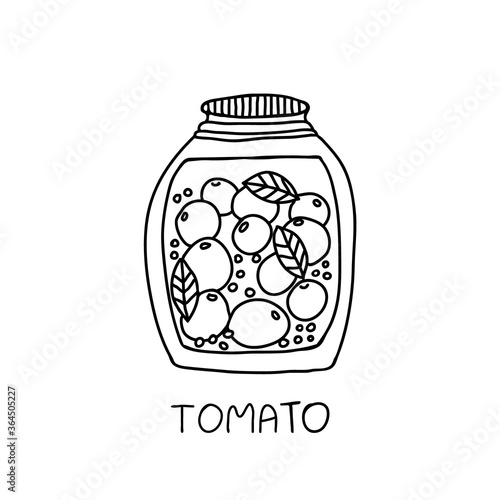 Preserved tomato in the glass jar vector illustration.