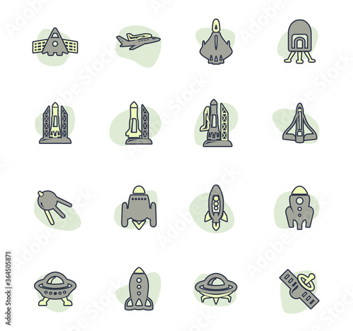 Space platform icons set photo